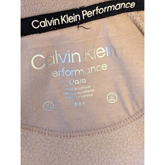 Calvin Klein Performance Fleece Jacket Women Large Zip Beige Pink Soft Warm Cozy - Picture 2 of 12